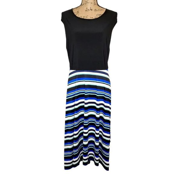 AVENUE Women's Plus Mixed Fabric Striped Shirt Dress Size 26/28 Blue New - Picture 1 of 11